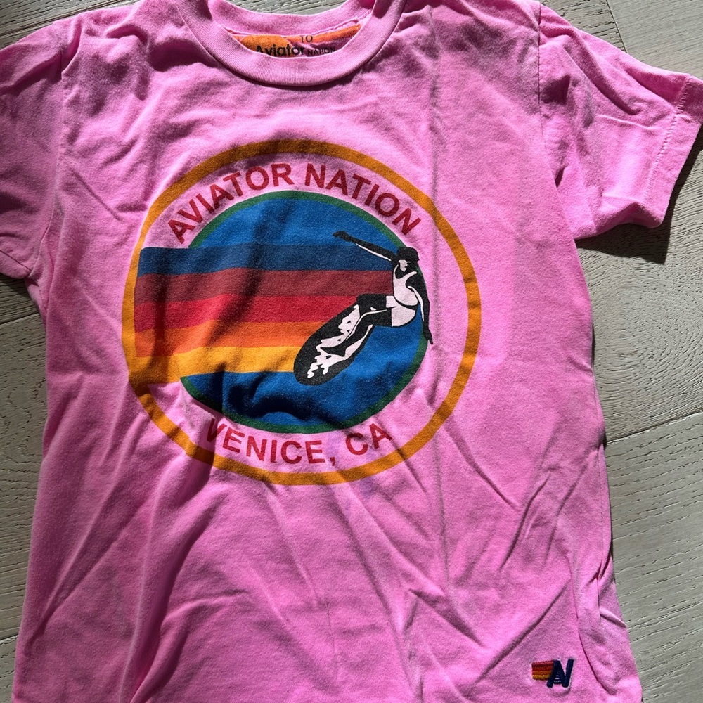 Kids, aviator nation shirt. Size 10